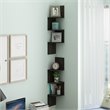 Pemberly Row Wood Wall Mount Floating Corner Radial Shelf in Espresso(Set of 2)