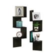 Pemberly Row Wood Wall Mount Floating Corner Radial Shelf in Espresso(Set of 2)