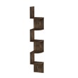 Pemberly Row Wood Wall Mount Floating Radial Corner Shelf in Columbia Walnut