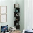Pemberly Row Wood 5-Tier Wall Mount Floating Radial Corner Shelf in Espresso
