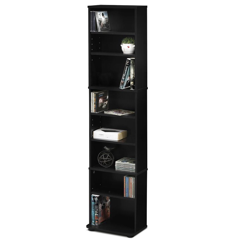 Pemberly Row Engineered Wood Space Saving Multimedia Storage Tower in Espresso