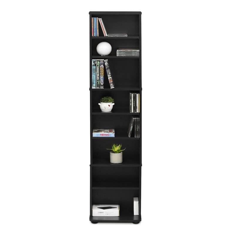 Pemberly Row Engineered Wood Space Saving Multimedia Storage Tower in Espresso