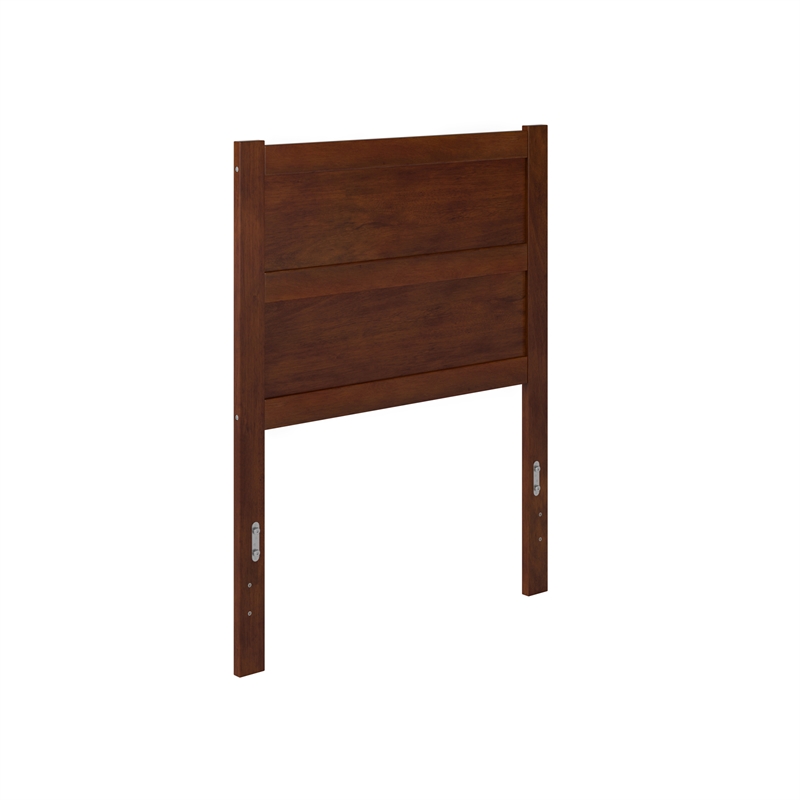 Pemberly Row Solid Wood Twin Headboard with USB Charging Station in Walnut