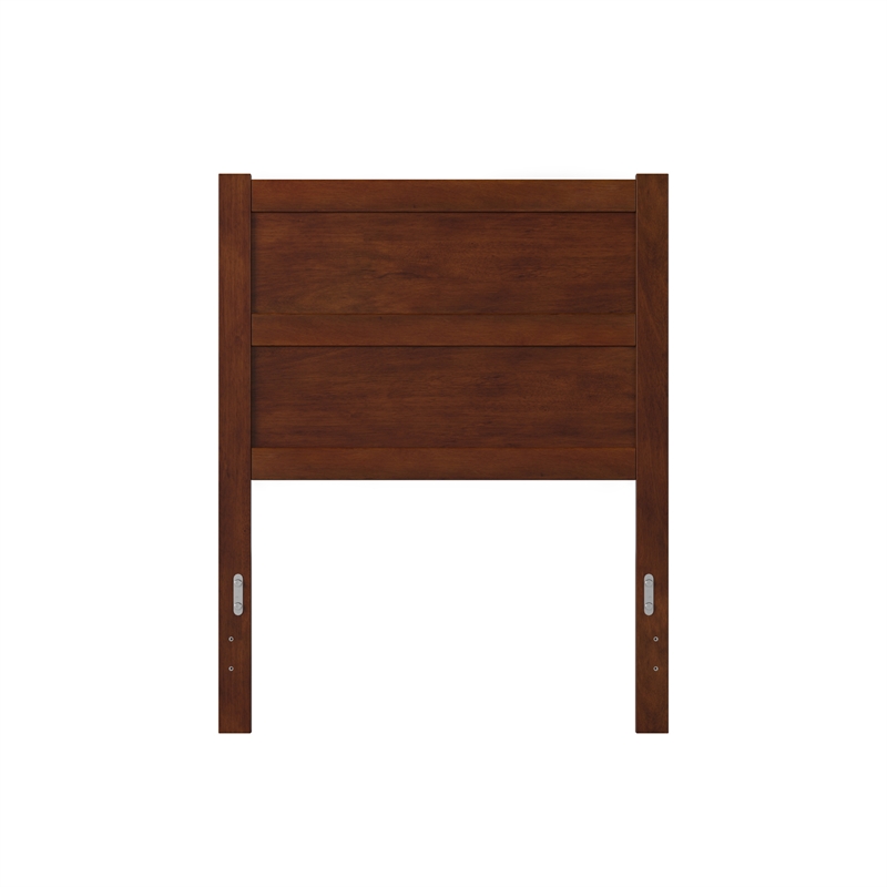 Pemberly Row Solid Wood Twin Headboard with USB Charging Station in Walnut