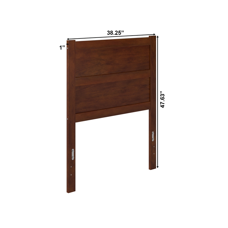 Pemberly Row Solid Wood Twin Headboard with USB Charging Station in Walnut