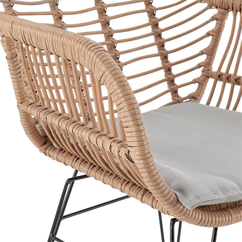 Pemberly Row 3-Piece Rattan Patio Conversation Set in Brown/Gray