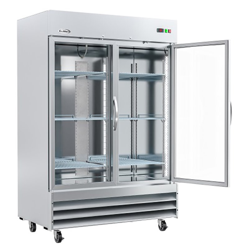 Pemberly Row Steel Freezer w/ Reach-In Self-Close Glass Doors in Silver