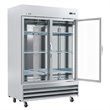 Pemberly Row Steel Freezer w/ Reach-In Self-Close Glass Doors in Silver