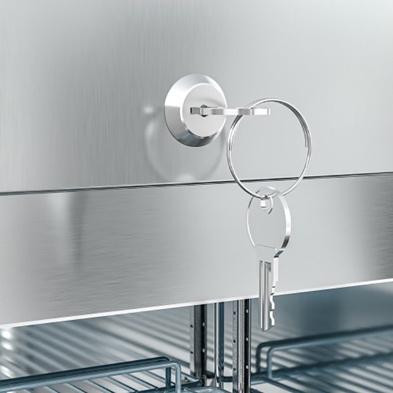 Pemberly Row Steel Freezer w/ Reach-In Self-Close Glass Doors in Silver