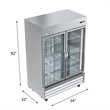 Pemberly Row Steel Freezer w/ Reach-In Self-Close Glass Doors in Silver