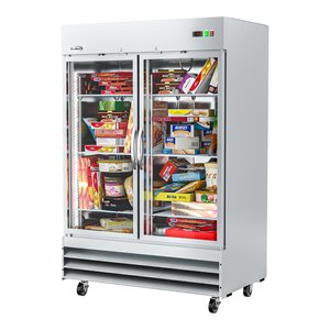 Pemberly Row Steel Freezer w/ Reach-In Self-Close Glass Doors in Silver