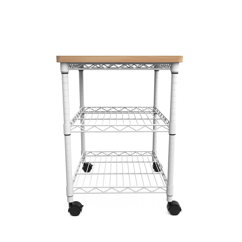 Pemberly Row Deskside Wire Machine Stand White with Laminate Top