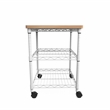 Pemberly Row Deskside Wire Machine Stand White with Laminate Top