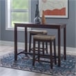 Pemberly Row Wood 3 Piece Counter Dining Set Beige Faux Leather Seats in Brown
