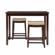 Pemberly Row Wood 3 Piece Counter Dining Set Beige Faux Leather Seats in Brown