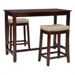 Pemberly Row Wood 3 Piece Counter Dining Set Beige Faux Leather Seats in Brown