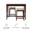 Pemberly Row Wood 3 Piece Counter Dining Set Beige Faux Leather Seats in Brown