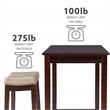 Pemberly Row Wood 3 Piece Counter Dining Set Beige Faux Leather Seats in Brown