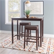 Pemberly Row Three Piece Bar Dining Set Faux Leather Seats in Brown Wood