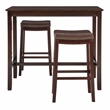 Pemberly Row Three Piece Bar Dining Set Faux Leather Seats in Brown Wood