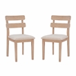 Pemberly Row Wood Set of 2 Upholstered Ladder Back Dining Chairs - Natural Brown