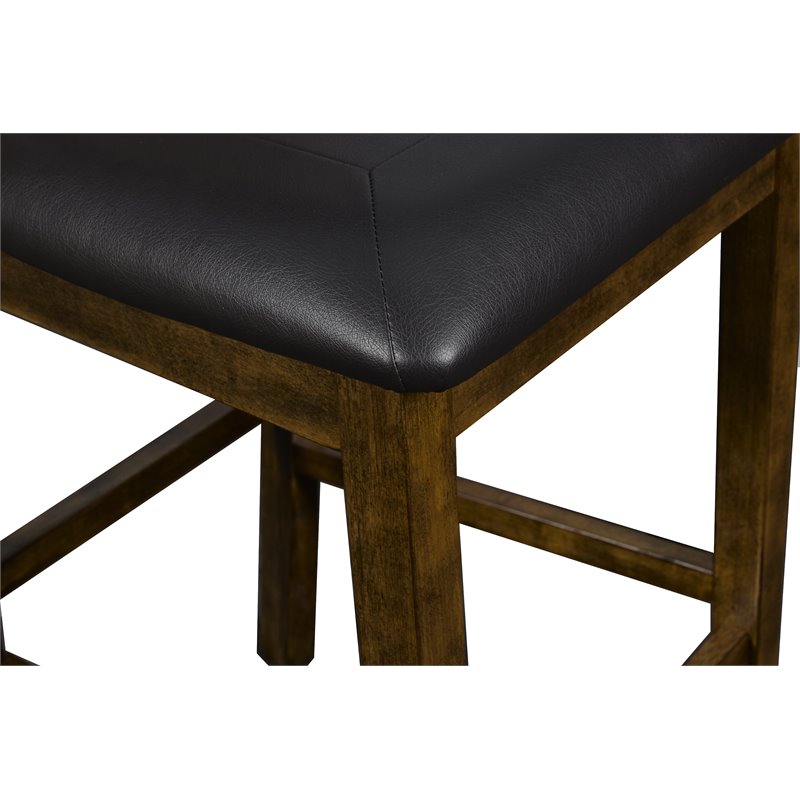 Pemberly Row Contemporary Solid Wood Counter Table w/ 2 Chairs in Brown