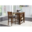Pemberly Row Contemporary Solid Wood Counter Table w/ 2 Chairs in Brown