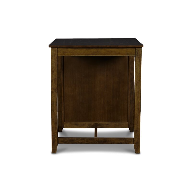 Pemberly Row Contemporary Solid Wood Counter Table w/ 2 Chairs in Brown