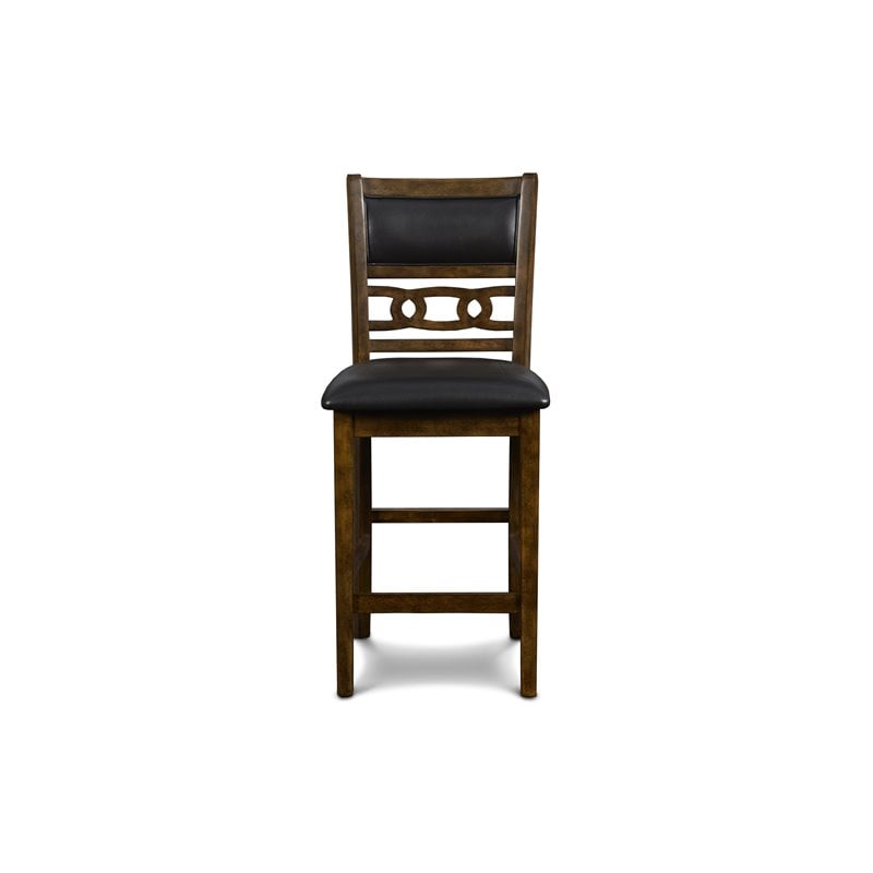 Pemberly Row Contemporary Solid Wood Counter Table w/ 2 Chairs in Brown