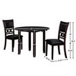 Pemberly Row Solid Wood Dining Drop Leaf Table w/ 2 Chairs in Ebony