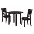 Pemberly Row Solid Wood Dining Drop Leaf Table w/ 2 Chairs in Ebony