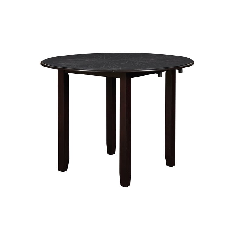 Pemberly Row Solid Wood Dining Drop Leaf Table w/ 2 Chairs in Ebony