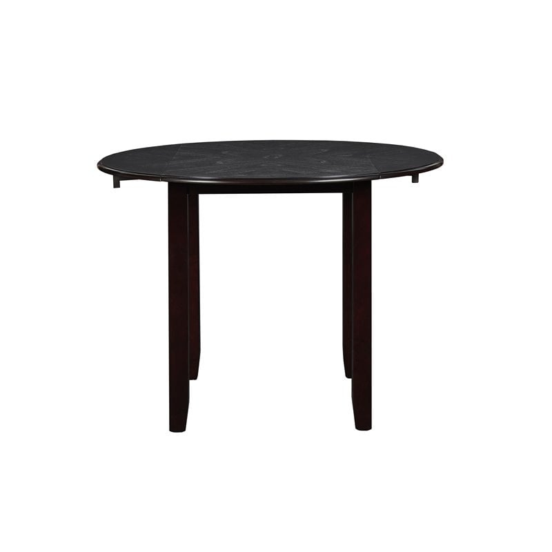 Pemberly Row Solid Wood Dining Drop Leaf Table w/ 2 Chairs in Ebony