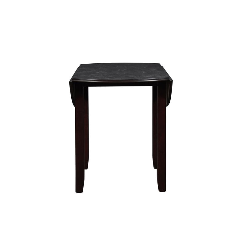 Pemberly Row Solid Wood Dining Drop Leaf Table w/ 2 Chairs in Ebony