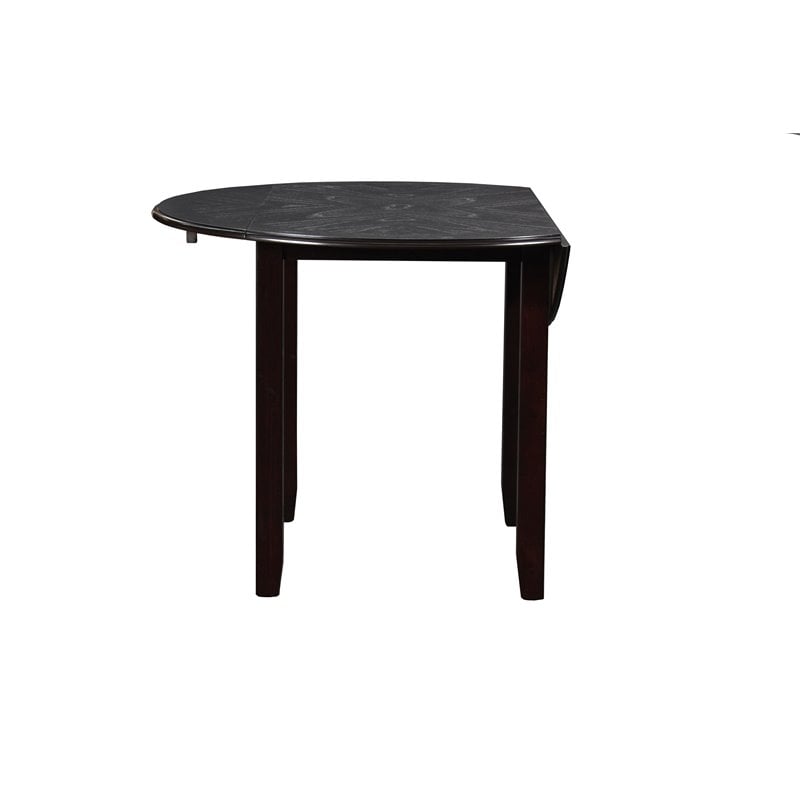 Pemberly Row Solid Wood Dining Drop Leaf Table w/ 2 Chairs in Ebony