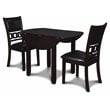 Pemberly Row Solid Wood Dining Drop Leaf Table w/ 2 Chairs in Ebony