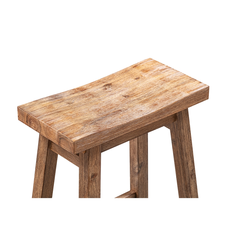 Pemberly Row Backless Wood Counter Stools-Set of 2-Barnwood Wire-Brush