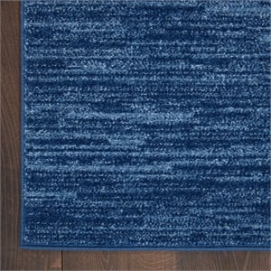 Pemberly Row 108x108&quot Square Contemporary Fabric Area Rug in Navy Blue