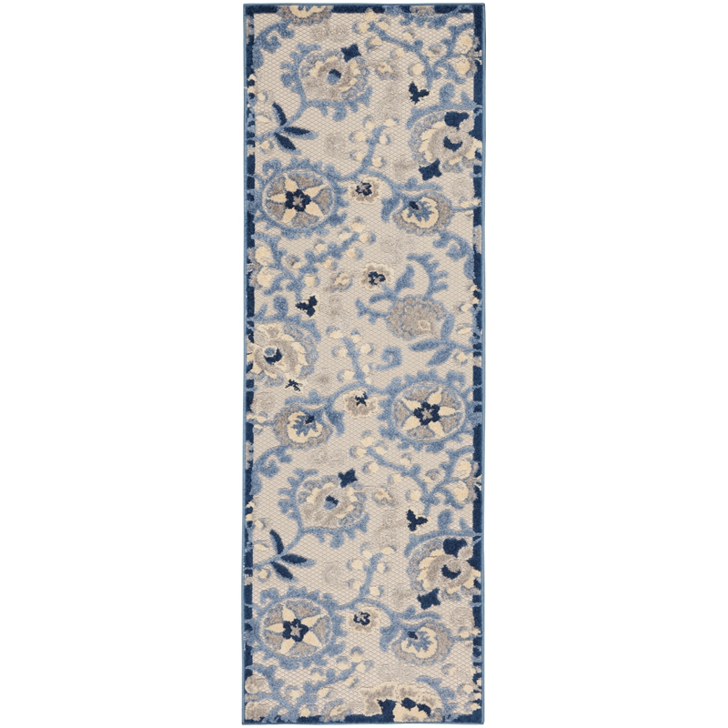 Pemberly Row 8' Runner Blue Gray Fabric Farmhouse Area Rug (8' Runner)