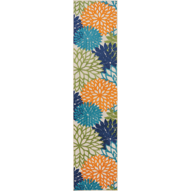 Pemberly Row 10' Runner Multicolor Fabric Tropical Area Rug (10' Runner)