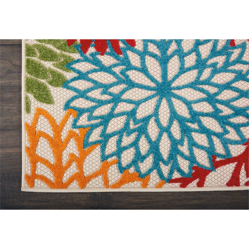 Pemberly Row 8' Runner Green Fabric Tropical Area Rug (8' Runner)