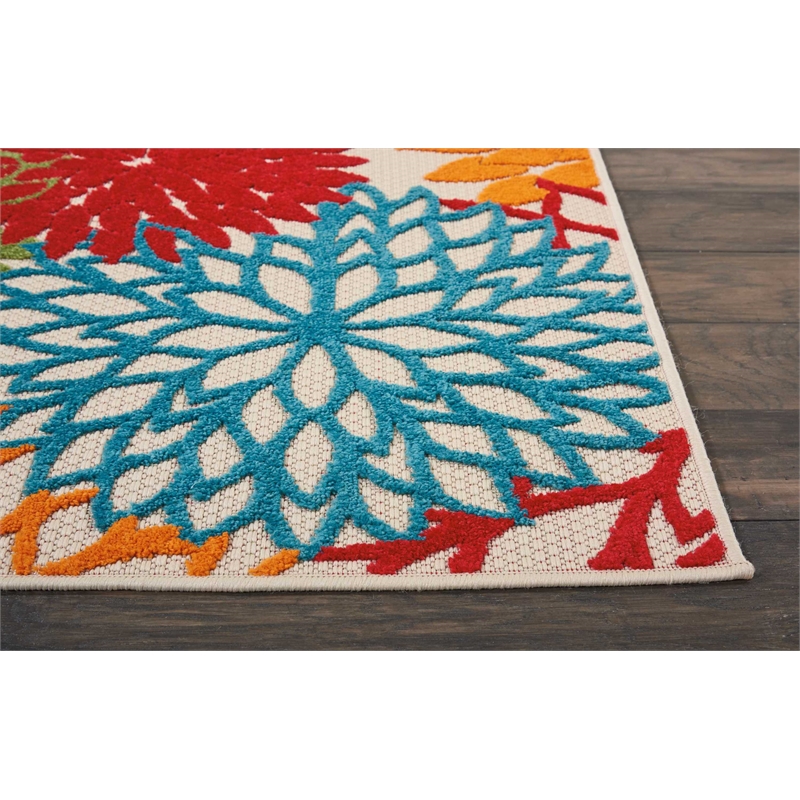 Pemberly Row 8' Runner Green Fabric Tropical Area Rug (8' Runner)