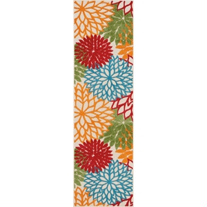 Pemberly Row 8' Runner Green Fabric Tropical Area Rug (8' Runner)