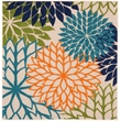 Pemberly Row 5' x Square Multicolor Fabric Tropical Area Rug (5' Square)