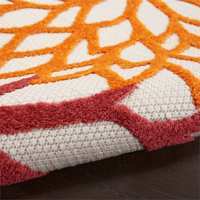 Pemberly Row 10' Runner Red Multicolored Fabric Tropical Area Rug (10' Runner)