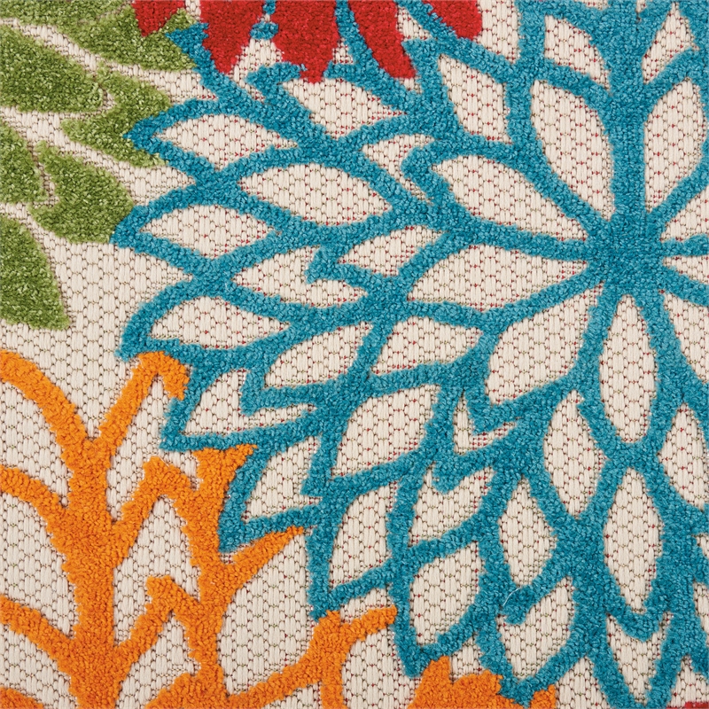 Pemberly Row 12' Runner Green Fabric Tropical Area Rug (12' Runner)
