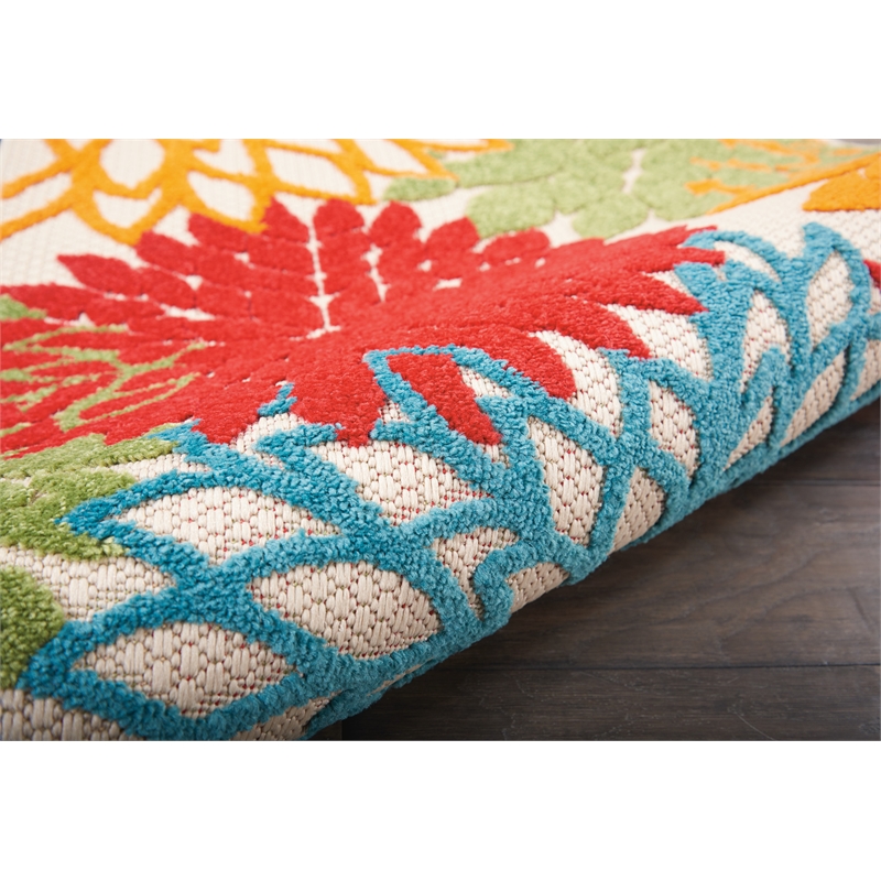 Pemberly Row 12' Runner Green Fabric Tropical Area Rug (12' Runner)
