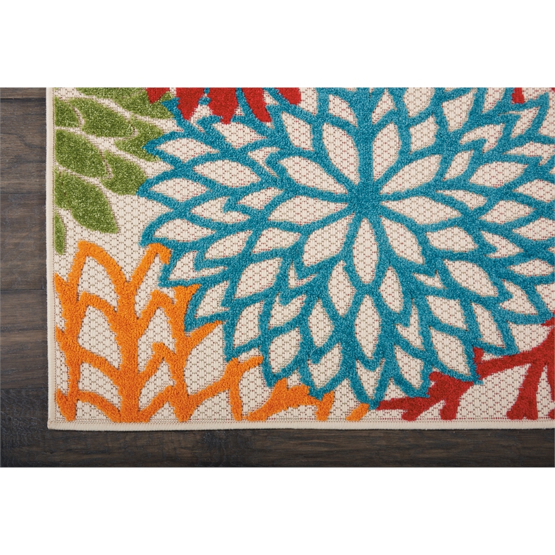 Pemberly Row 12' Runner Green Fabric Tropical Area Rug (12' Runner)