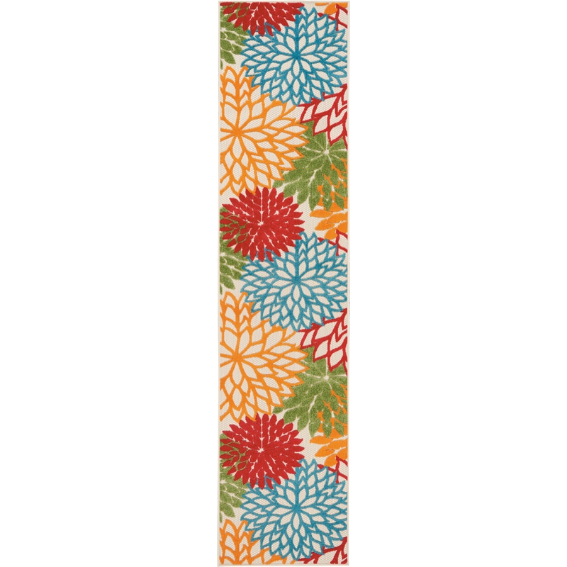 Pemberly Row 12' Runner Green Fabric Tropical Area Rug (12' Runner)