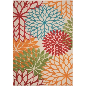 Pemberly Row 4' x 6' Green Fabric Tropical Area Rug (4' x 6')